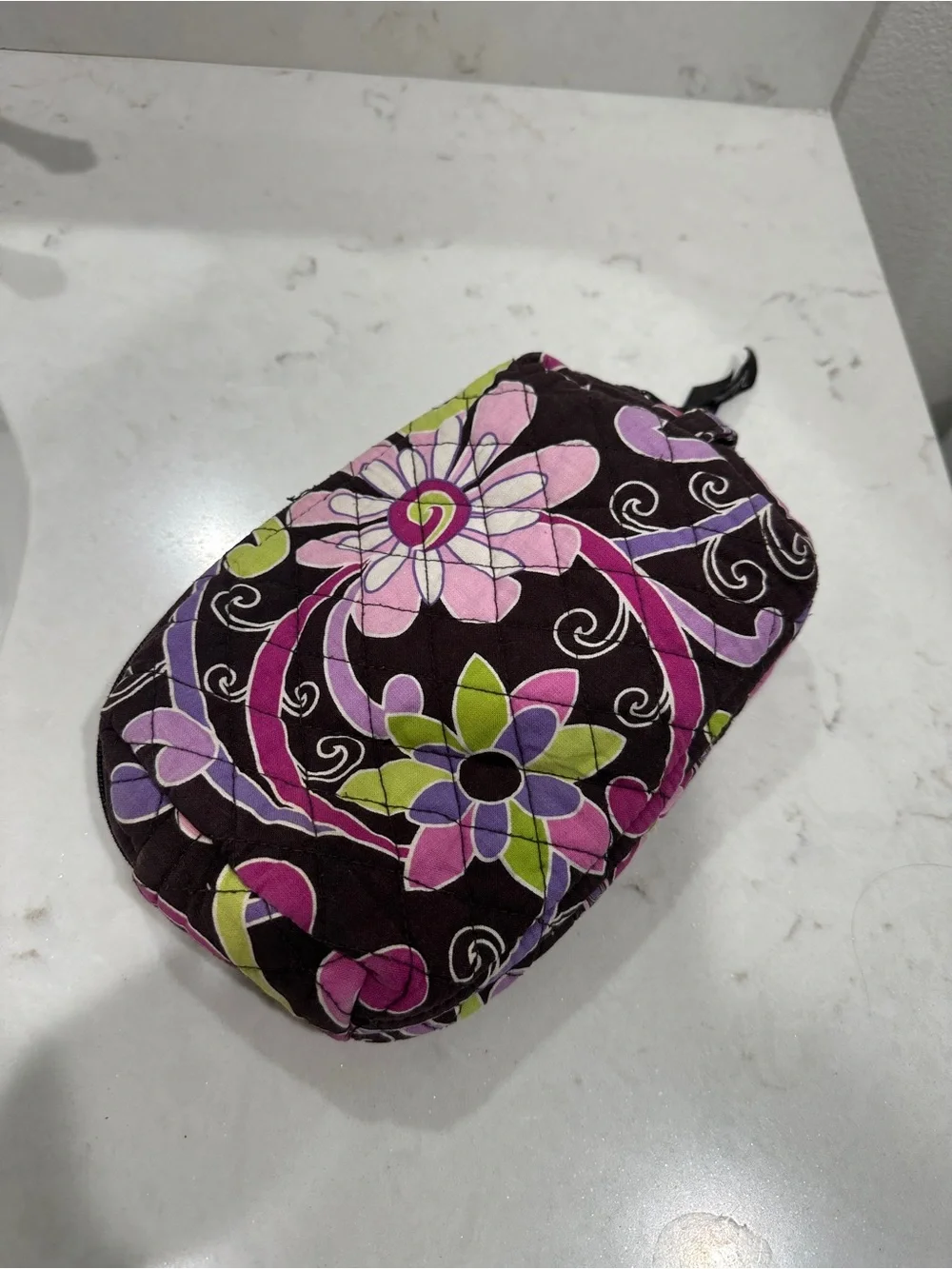Vera Bradley Purple Floral Quilted Cosmetic Pouch in Purple Punch Pattern